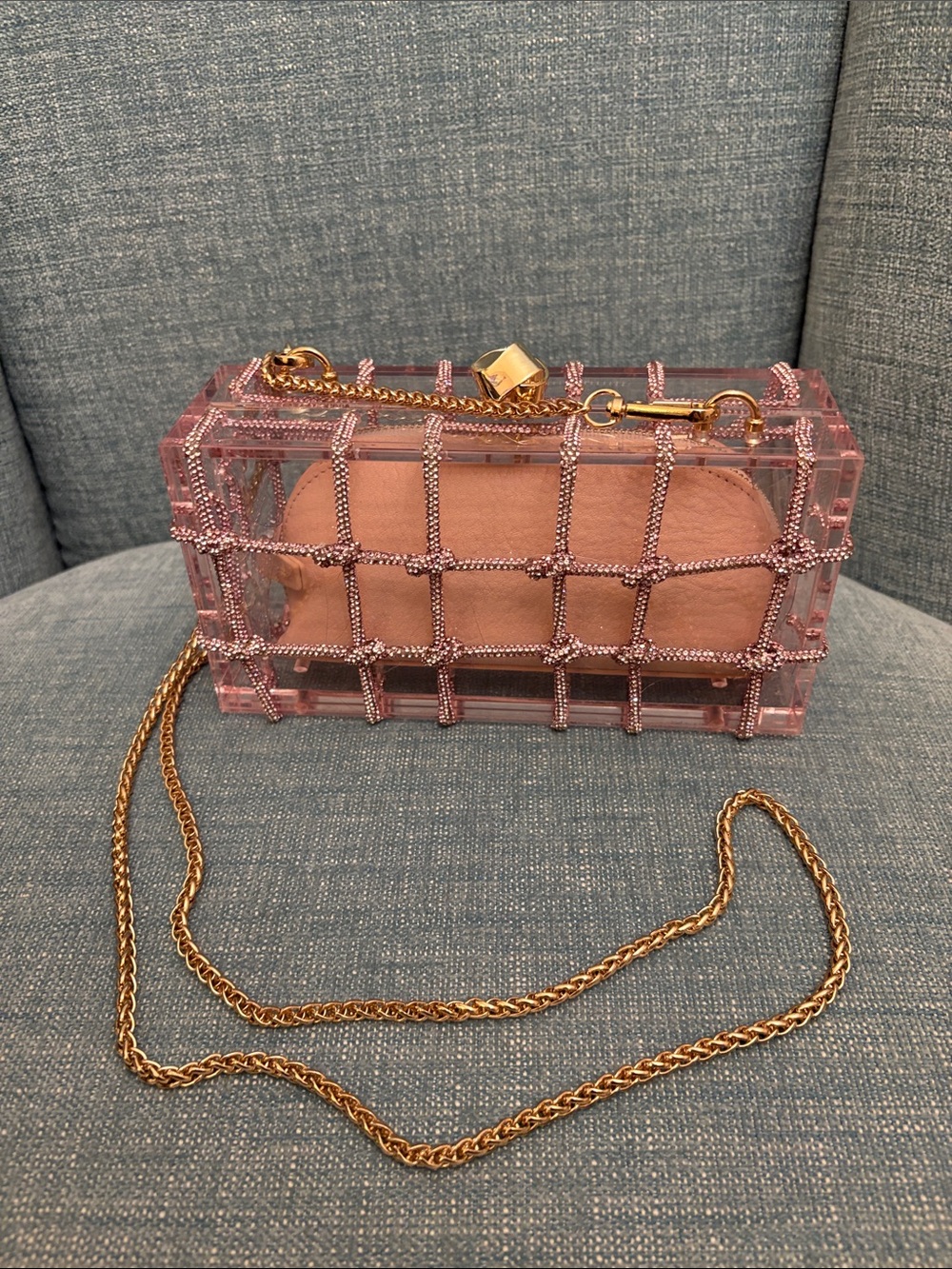 Altar'd State Pink Crystal Grid Crossbody with Gold Chain Strap - Picture 3 of 16